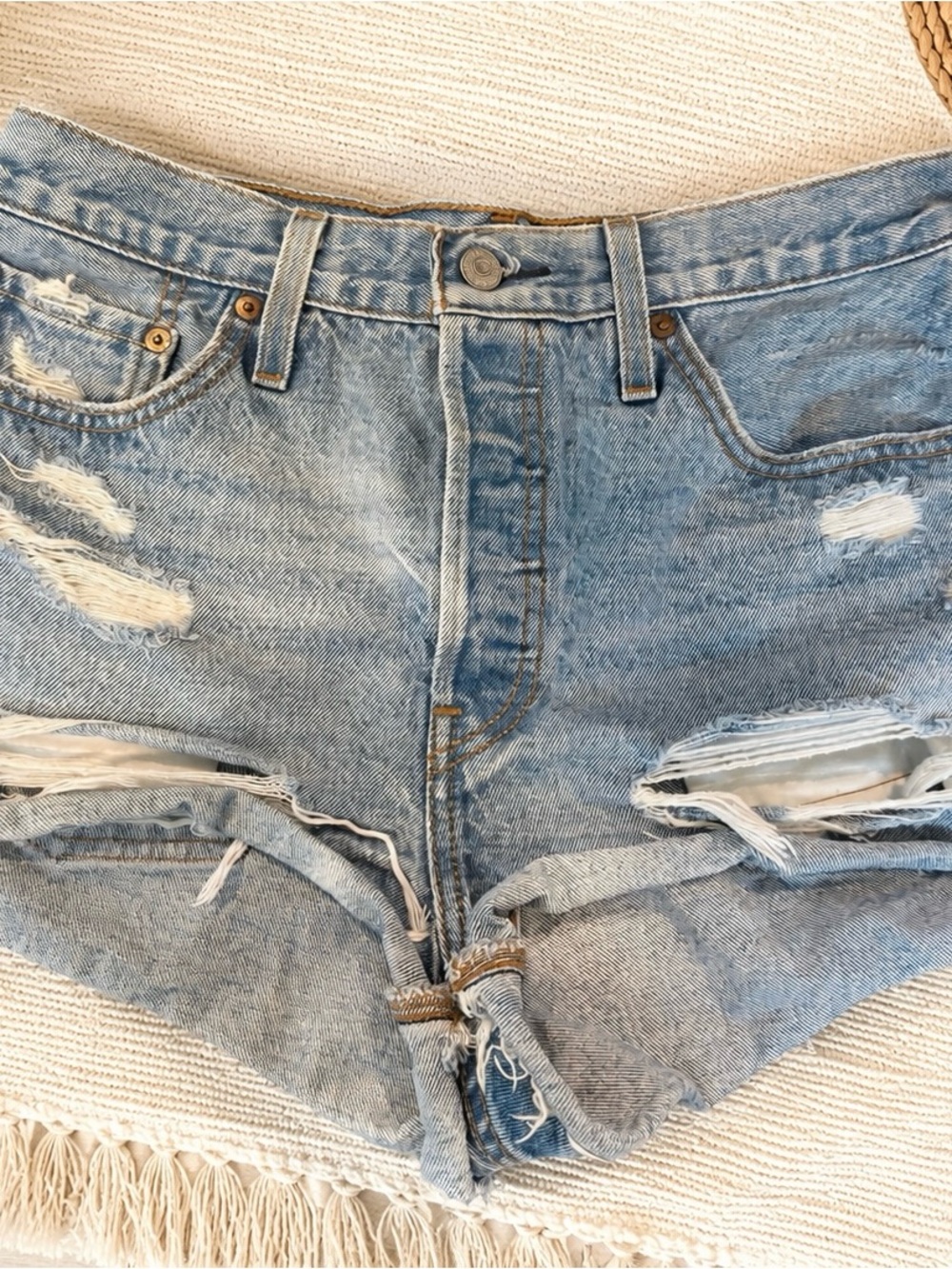 Levi’s High Rise Distressed Denim Shorts Size 28